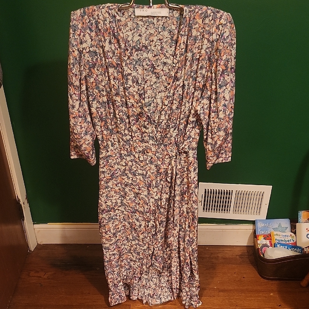 IRO Multicolor Floral Long Sleeve Wrap Around Dress